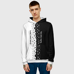 Толстовка-худи мужская Лучше вода у друга черно-белый узор, цвет: 3D-белый — фото 2
