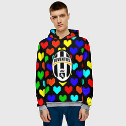 Толстовка-худи мужская Ювентус сердце паттерн, цвет: 3D-меланж — фото 2