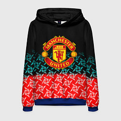 Толстовка-худи мужская Манчестер Юнайтед ниндзя паттерн, цвет: 3D-синий