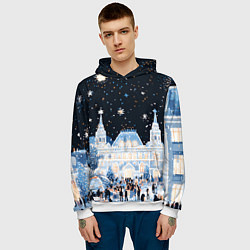 Толстовка-худи мужская Салют в новогодней Москве, цвет: 3D-белый — фото 2