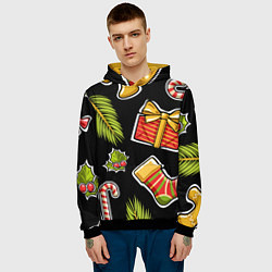 Толстовка-худи мужская Рождественский вайб, цвет: 3D-черный — фото 2