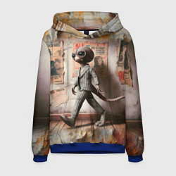 Толстовка-худи мужская Пришелец в костюме в полосочку, цвет: 3D-синий