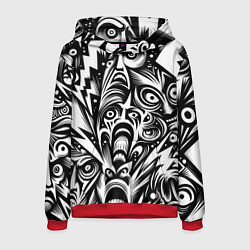 Толстовка-худи мужская Lightnings and faces - ai art fantasy, цвет: 3D-красный