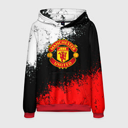 Толстовка-худи мужская Манчестер Юнайтед краски всплеск, цвет: 3D-красный