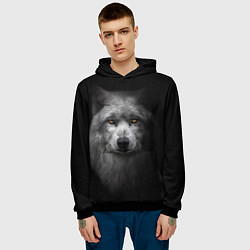 Толстовка-худи мужская Суровый волк с холодным нордическим взглядом, цвет: 3D-черный — фото 2