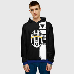 Толстовка-худи мужская Ювентус геометрия белая, цвет: 3D-синий — фото 2