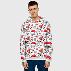 Толстовка-худи мужская Новогодние черепа, цвет: 3D-белый — фото 2