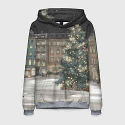 Толстовка-худи мужская Елка во дворе, цвет: 3D-меланж