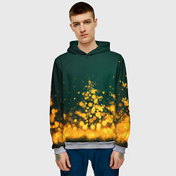 Толстовка-худи мужская Новогодние елочки из боке, цвет: 3D-меланж — фото 2