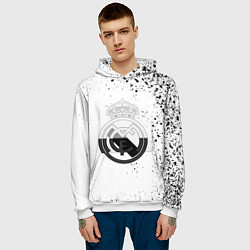 Толстовка-худи мужская Реал Мадрид черно белые краски, цвет: 3D-белый — фото 2