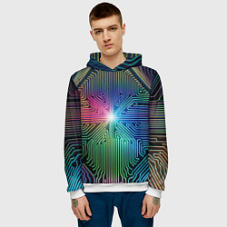 Толстовка-худи мужская Линейная графика, цвет: 3D-белый — фото 2