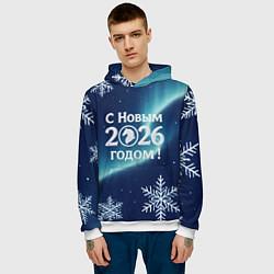 Толстовка-худи мужская С Новым 2026 годом, цвет: 3D-белый — фото 2