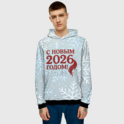 Толстовка-худи мужская С Новым 2026 годом - хвост лошади, цвет: 3D-черный — фото 2