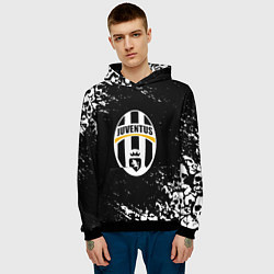 Толстовка-худи мужская Ювентус черепа краски, цвет: 3D-черный — фото 2