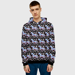 Толстовка-худи мужская Новогодние лошади y2k, цвет: 3D-черный — фото 2