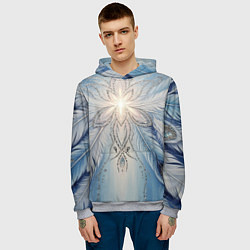Толстовка-худи мужская Ледяной перьевой орнамент со светом, цвет: 3D-меланж — фото 2
