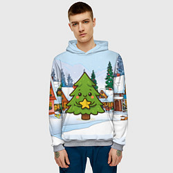 Толстовка-худи мужская Милая елочка со звездой, цвет: 3D-меланж — фото 2