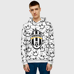 Толстовка-худи мужская Ювентус смайлы, цвет: 3D-белый — фото 2