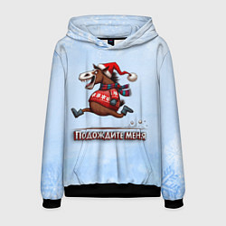 Толстовка-худи мужская Новогодний забег, цвет: 3D-черный