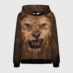 Толстовка-худи мужская Взгляд льва, цвет: 3D-черный