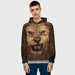 Толстовка-худи мужская Взгляд льва, цвет: 3D-меланж — фото 2