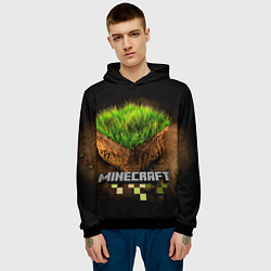 Толстовка-худи мужская Майнкрафт, цвет: 3D-черный — фото 2
