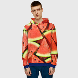 Толстовка-худи мужская Дольки арбуза, цвет: 3D-синий — фото 2