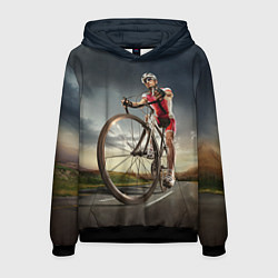 Толстовка-худи мужская Велогонщик, цвет: 3D-черный
