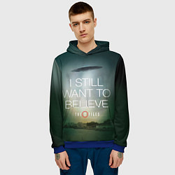 Толстовка-худи мужская I still want to believe, цвет: 3D-синий — фото 2