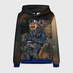 Толстовка-худи мужская Сталин военный, цвет: 3D-синий