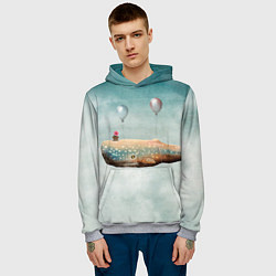 Толстовка-худи мужская Летящий кит, цвет: 3D-меланж — фото 2