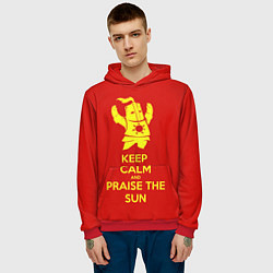 Толстовка-худи мужская Keep Calm & Praise The Sun, цвет: 3D-красный — фото 2