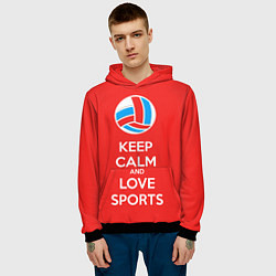 Толстовка-худи мужская Keep Calm & Love Volleyball, цвет: 3D-черный — фото 2