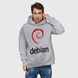 Толстовка оверсайз мужская Debian, цвет: меланж — фото 2