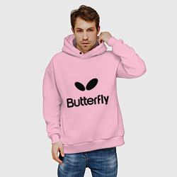 Толстовка оверсайз мужская Butterfly Logo, цвет: светло-розовый — фото 2