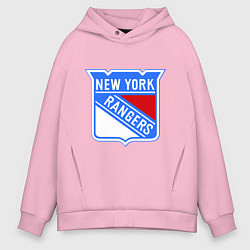 Толстовка оверсайз мужская New York Rangers, цвет: светло-розовый