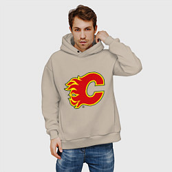 Толстовка оверсайз мужская Calgary Flames, цвет: миндальный — фото 2