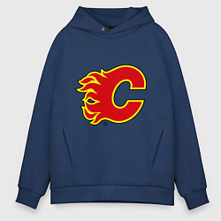 Толстовка оверсайз мужская Calgary Flames цвета тёмно-синий — фото 1