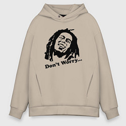 Толстовка оверсайз мужская Bob Marley: Don't worry, цвет: миндальный