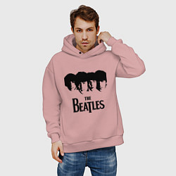 Толстовка оверсайз мужская The Beatles: Faces, цвет: пыльно-розовый — фото 2