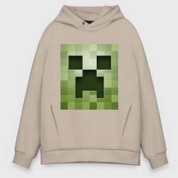 Толстовка оверсайз мужская Мinecraft creeper, цвет: миндальный