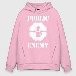 Толстовка оверсайз мужская Public Enemy, цвет: светло-розовый