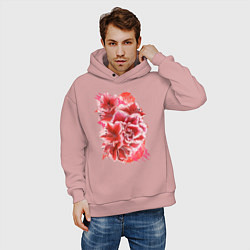Толстовка оверсайз мужская Цветущие азалии, цвет: пыльно-розовый — фото 2