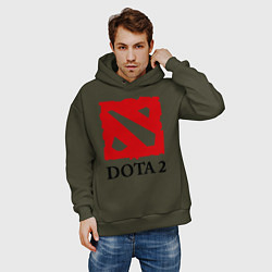 Толстовка оверсайз мужская Dota 2: Logo, цвет: хаки — фото 2