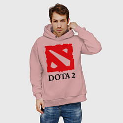 Толстовка оверсайз мужская Dota 2: Logo, цвет: пыльно-розовый — фото 2