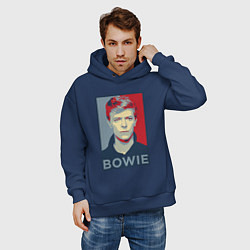 Толстовка оверсайз мужская Bowie Poster, цвет: тёмно-синий — фото 2