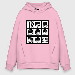 Толстовка оверсайз мужская BTS: We are bulletproof, цвет: светло-розовый