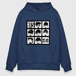 Толстовка оверсайз мужская BTS: We are bulletproof, цвет: тёмно-синий