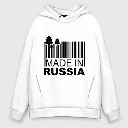 Толстовка оверсайз мужская Made in Russia штрихкод, цвет: белый