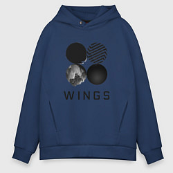 Толстовка оверсайз мужская BTS Wings, цвет: тёмно-синий